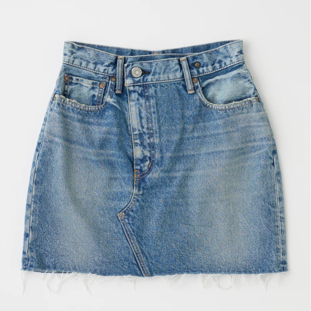 NWT Moussy Thomoston Asymmetry Denim Skirt in Blue